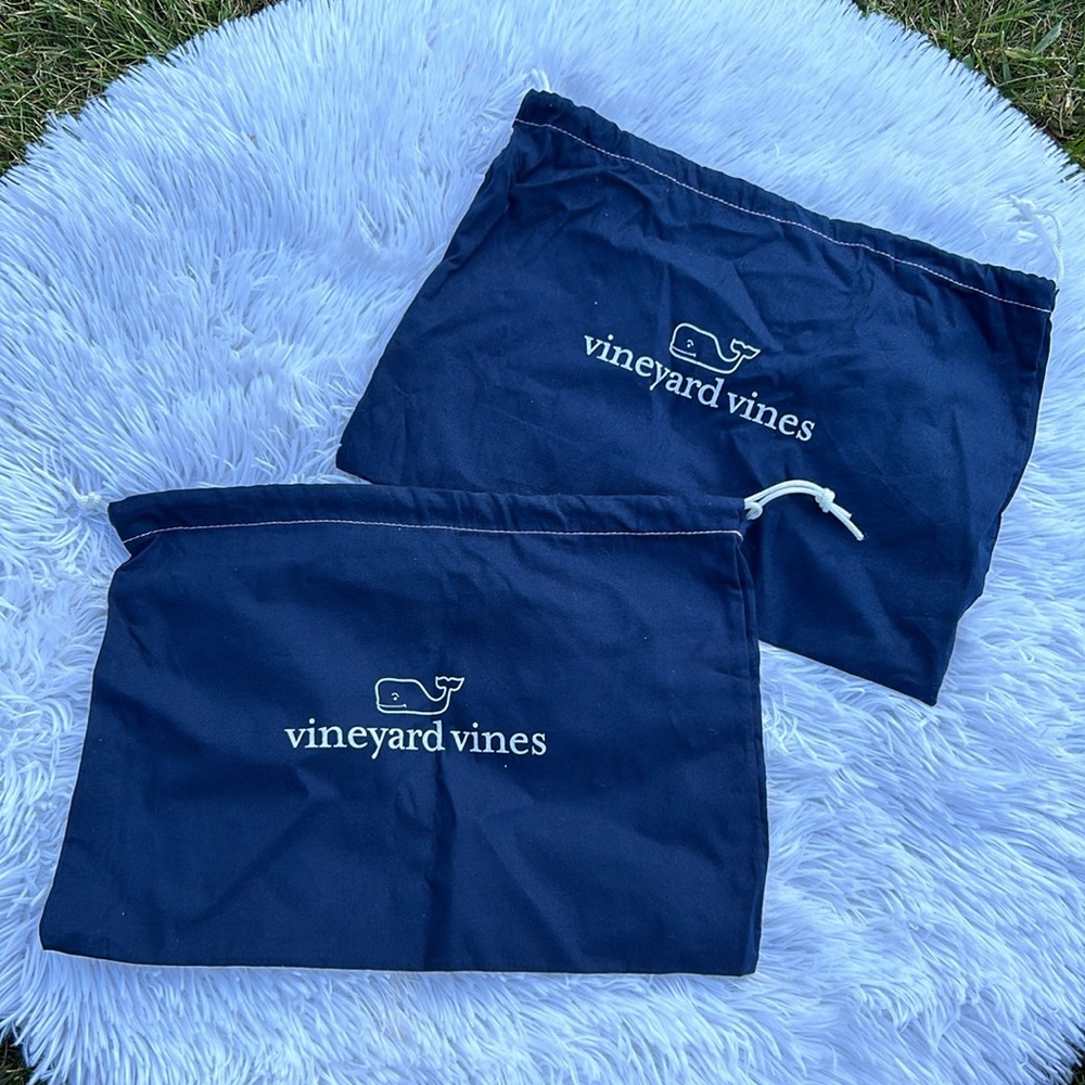 🩶5/$30 Vineyard Vines Set of 2 Navy Blue Drawstring Shoe Travel Bags 14”x10” - Picture 5 of 9